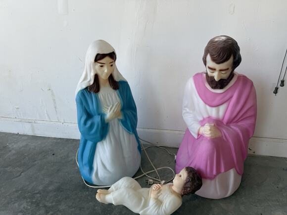 General Foam Other - Vintage Empire Blow Mold Christmas Lighted Nativity Set 27" Mary Joseph Jesus